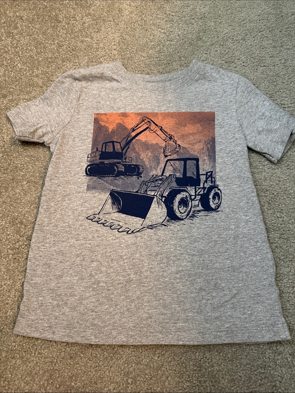 OshKosh B'gosh Grey Tee with Navy and Orange Construction Graphic